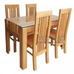 Bộ bàn ăn cao cấp 2 tầng 4 ghế lưng cao gỗ Birch
